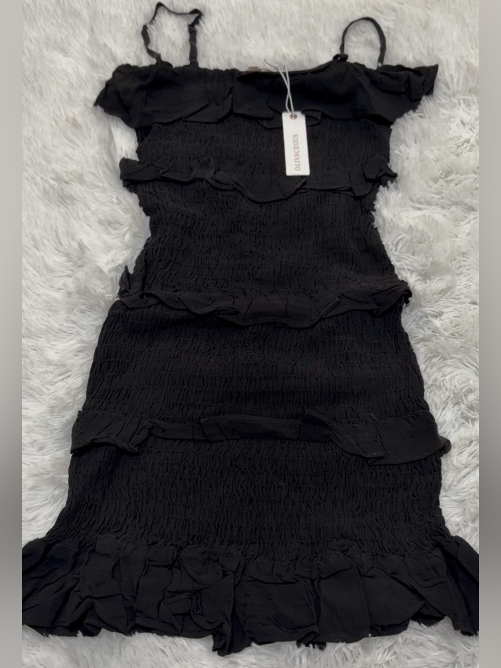 Women’s Black Ruffled Smocked Dress M